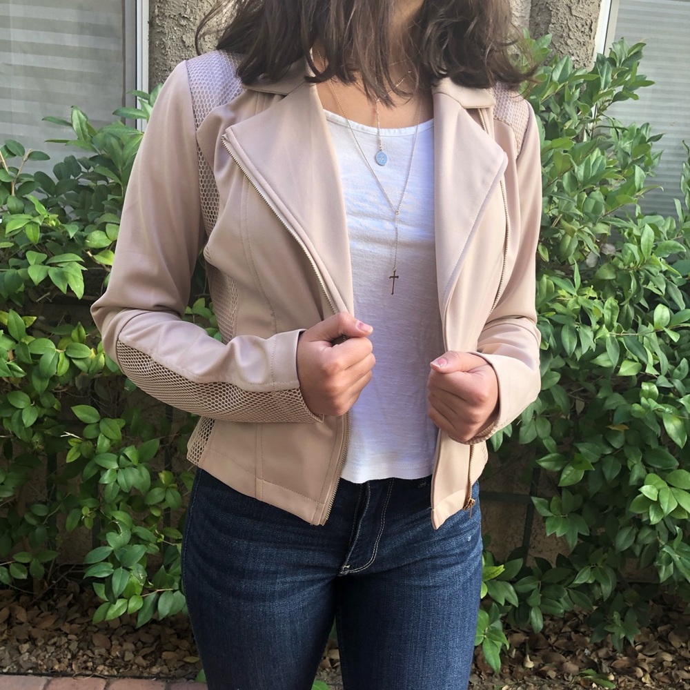 Nude Faux Leather Jacket